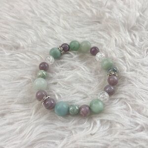 Amazonite & Lepidolite Gemstone Bead Bracelet